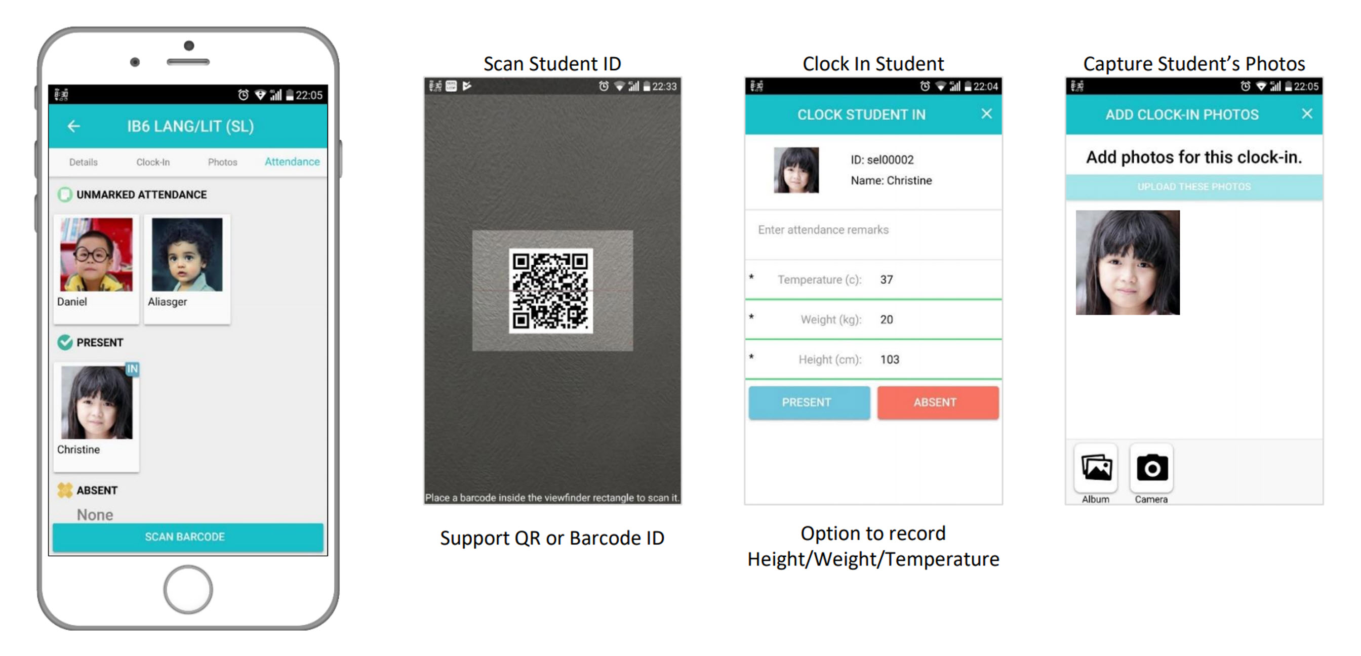 iEduCentre attendance screen for students in a scheduled training class