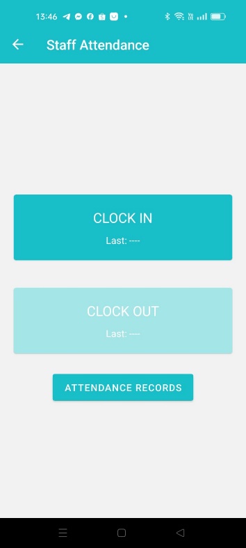 iEduCentre staff attendance clock-in and clock-out screen
