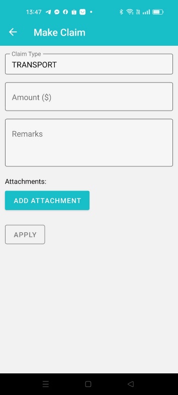 iEduCentre staff claim form with attachment option